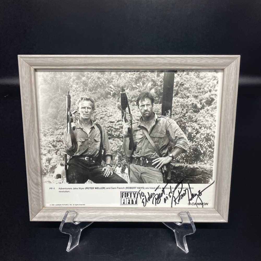 VTG 1992 Cannon Pictures Fifty/Fifty Movie Photo Robert Hays Signed Peter Weller